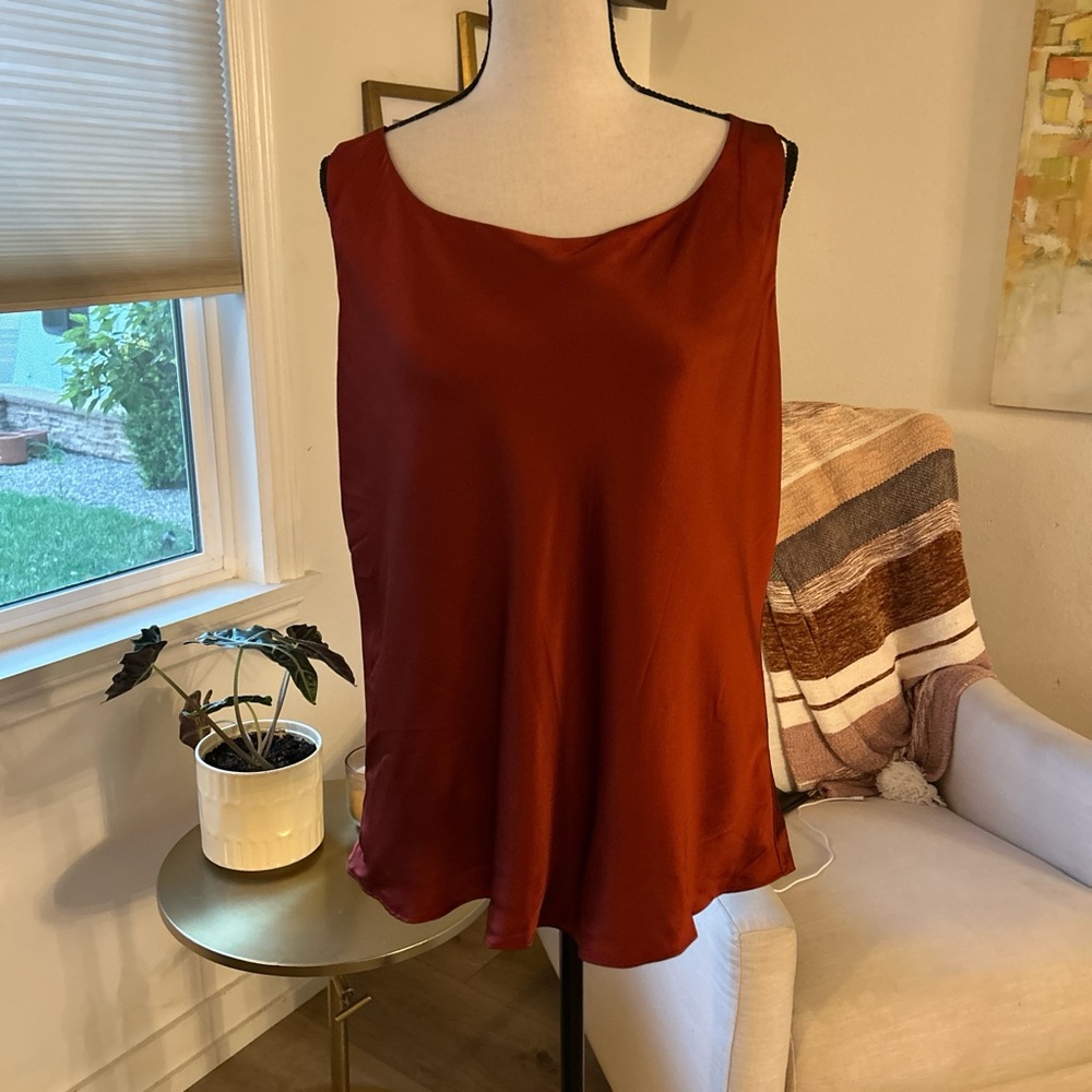 Vintage Silk Sleeveless Shell Top - Rust